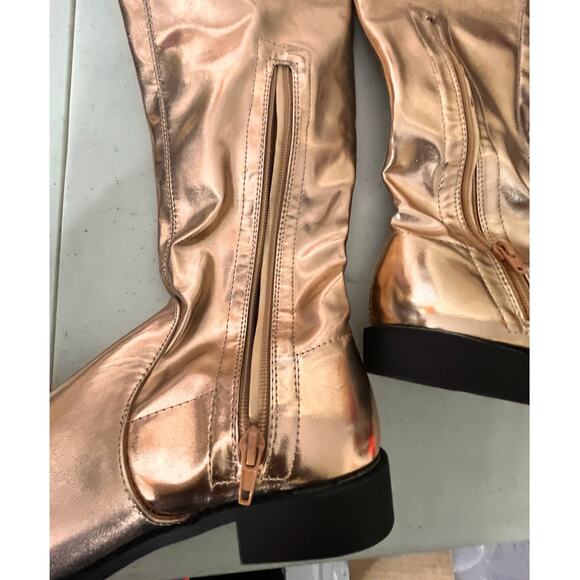 Rose Gold Metallic Knee High Riding Boots Sz 8 1/2 - Picture 10 of 13